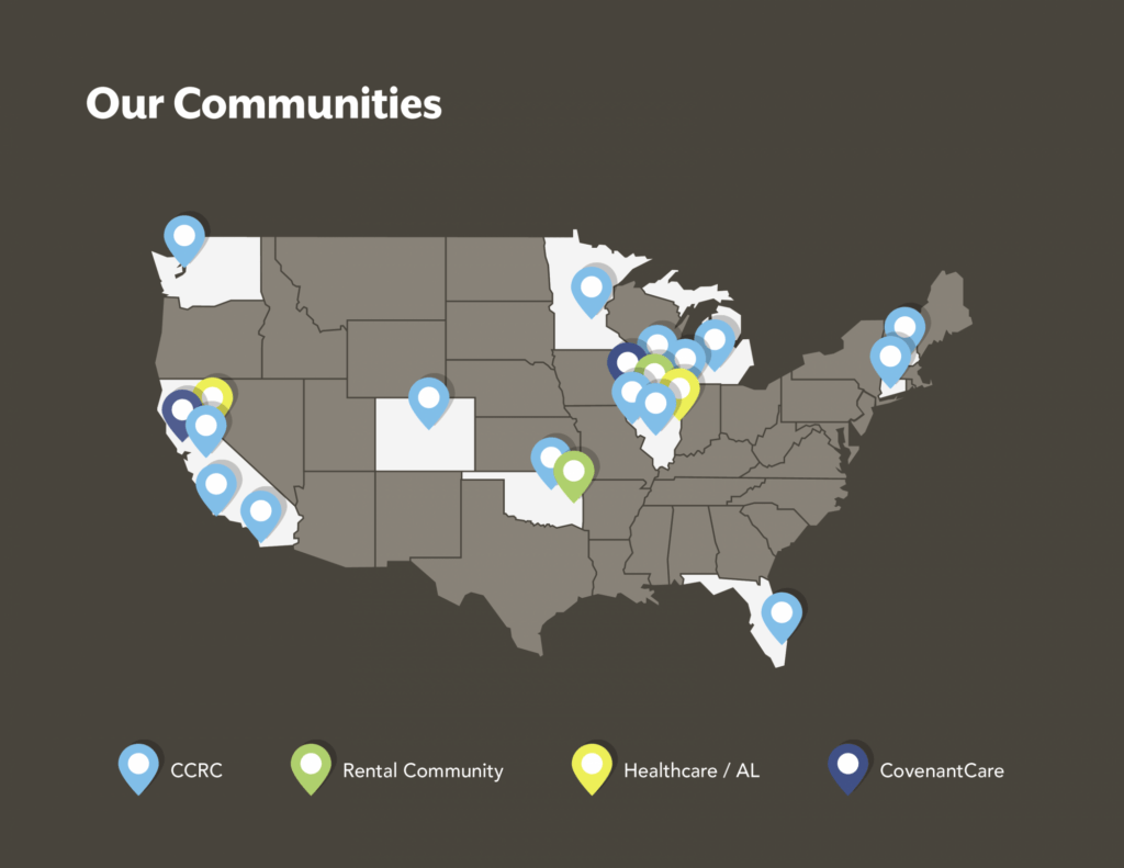 Map of Covenant locations throughout the US